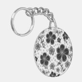 白黒フローラプリント キーホルダー (正面左)
