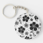 白黒フローラプリント キーホルダー (正面)