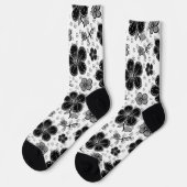 白黒フローラプリント ソックス (左)