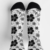白黒フローラプリント ソックス (上部)