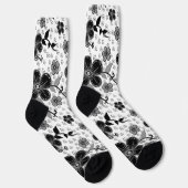 白黒フローラプリント ソックス (右)