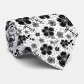 白黒フローラプリント ネクタイ (ロール)