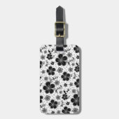 白黒フローラプリント ラゲッジタグ (正面縦)