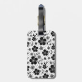 白黒フローラプリント ラゲッジタグ (裏面縦)