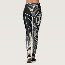 白黒フローラプリント