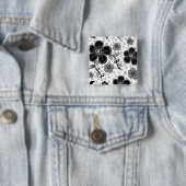 白黒フローラプリント 缶バッジ (インサイチュ)