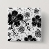 白黒フローラプリント 缶バッジ (正面)