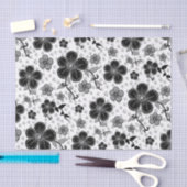 白黒フローラプリント 薄葉紙 (クラフト)