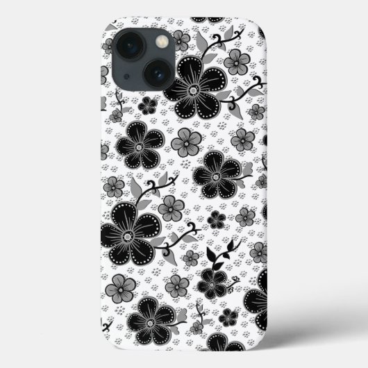 白黒フローラプリント Case-Mate iPhoneケース (裏面)