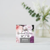 白黒フローラヘアサロンスタイリストQRコード スクエア名刺 (スタンド正面)