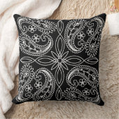 白黒フローラペイズリーパターン装飾用クッション クッション (ブランケット)