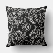 白黒フローラペイズリーパターン装飾用クッション クッション (裏面)
