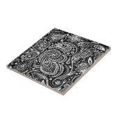 白黒フローラペイズリーパターン タイル (側面)