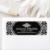 白黒フローラペイズリー卒業ハット4 ラベル (インサイチュ)