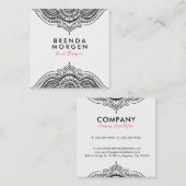白黒フローラペイズリー曼荼羅 スクエア名刺 (正面/裏面)