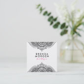 白黒フローラペイズリー曼荼羅 スクエア名刺 (スタンド正面)