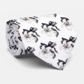 白黒フローラボタニカルリレースリボンタイ ネクタイ (ロール)