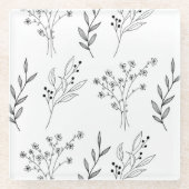 白黒フローラボホ結婚ズ ガラスコースター (正面)