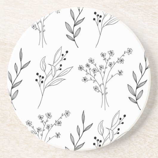 白黒フローラボホ結婚ズ コースター (正面)