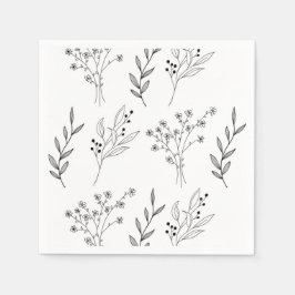 白黒フローラボホ結婚ズ スタンダードカクテルナプキン