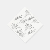 白黒フローラボホ結婚ズ スタンダードカクテルナプキン (角)