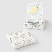 白黒フローラボホ結婚ズ ストーンコースター (横)