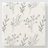 白黒フローラボホ結婚ズ ストーンコースター (正面)