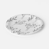 白黒フローラボホ結婚ズ ペーパープレート (アングル)