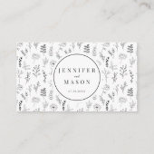 白黒フローラボーホウェディングRSVP QRコードカード エンクロージャーカード (裏面)