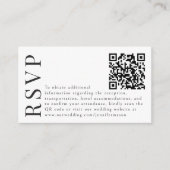 白黒フローラボーホウェディングRSVP QRコードカード エンクロージャーカード (正面)