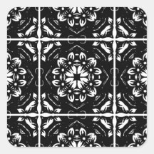 白黒フローラマンダラステッカー