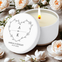 白黒フローラモダンハート結婚モノグラム