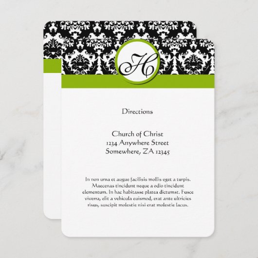 白黒フローラモノグラム方向 エンクロージャーカード (正面/裏面)