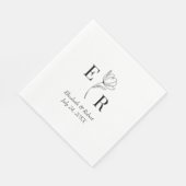 白黒フローラモノグラム結婚ズ スタンダードランチョンナプキン (角)