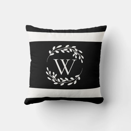 白黒フローラモノグラム クッション (裏面)