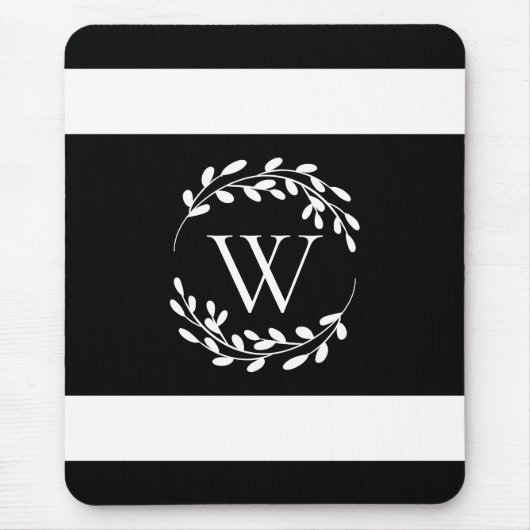 白黒フローラモノグラム マウスパッド (正面)