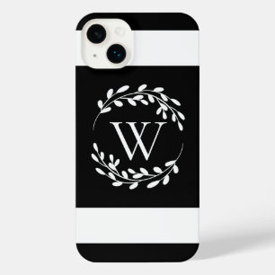 白黒フローラモノグラム iPhone 14 PLUSケース