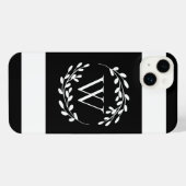 白黒フローラモノグラム iPhoneケース (裏面横)