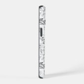 白黒フローラモノグラム iPhone 15ケース (右側面)