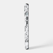 白黒フローラモノグラム iPhone 15ケース (左側面)