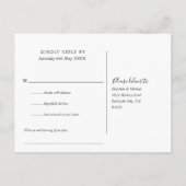 白黒フローラライト曲要求RSVP インビテーションポストカード (裏面)