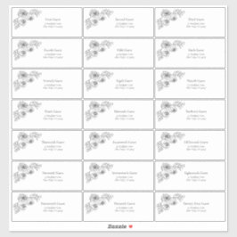 白黒フローララインアートゲストアドレス シール