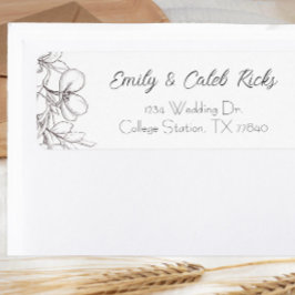 白黒フローララインアート差出人住所 ラベル