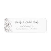 白黒フローララインアート差出人住所 ラベル (正面)