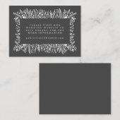白黒フローララインアート結婚のウェブサイト  エンクロージャーカード (正面/裏面)