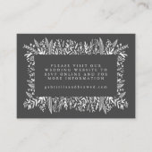 白黒フローララインアート結婚のウェブサイト  エンクロージャーカード (正面)