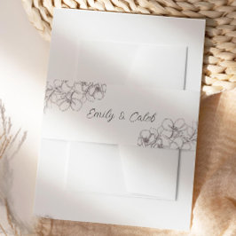 白黒フローララインアート 招待状ベリーバンド