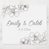 白黒フローララインアー結婚ツ スパークリングワインラベル (シングルラベル)