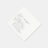 白黒フローララインスケッチ結婚ズナプキンス スタンダードカクテルナプキン (角)
