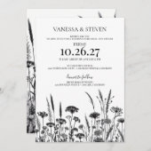 白黒フローラリハーサルディナー 招待状 (正面/裏面)